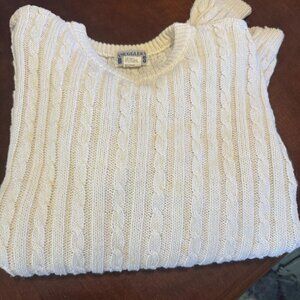 Vintage Smugglers Blues Cable Knit Cotton Wool Blend Sweater White Medium
